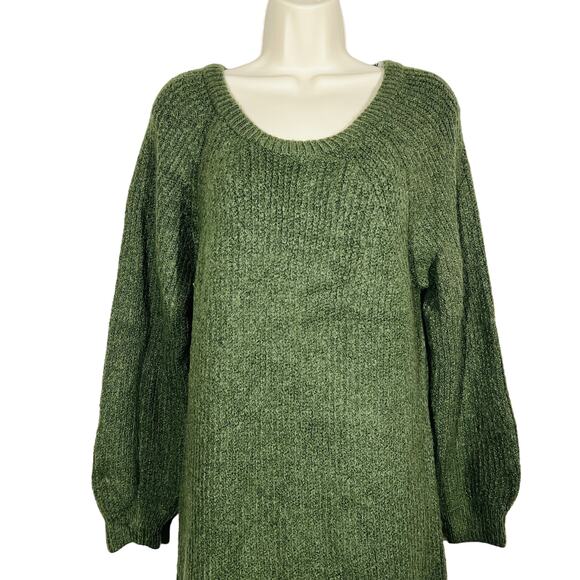 Harper Heritage x Francesca's Sweater Dress Scoop Neck Long Sleeve Green - M - Picture 1 of 7